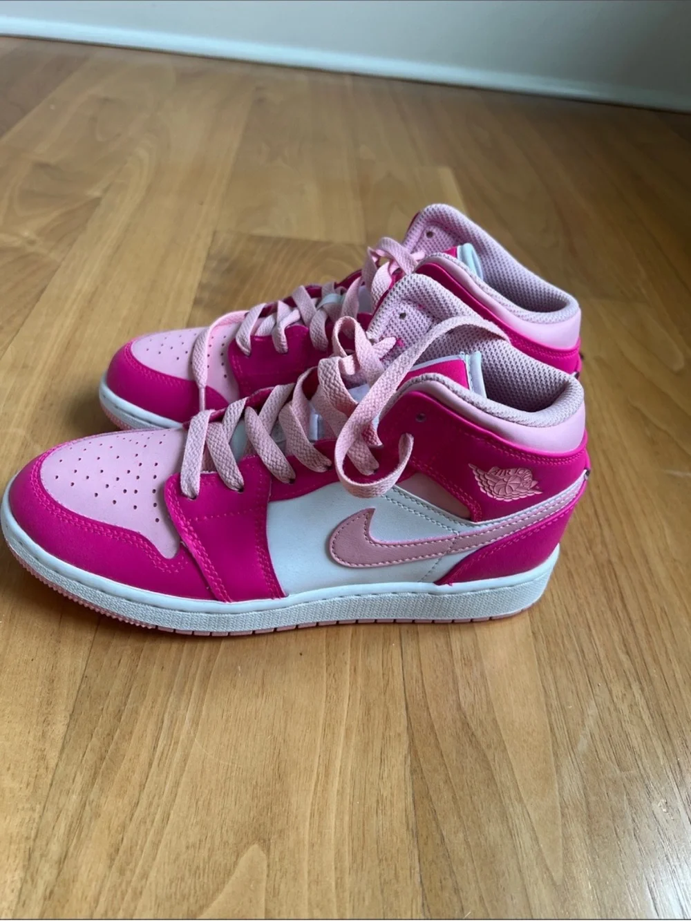 Nike Kids Pink High-Top Sneakers in Dual Pink and White